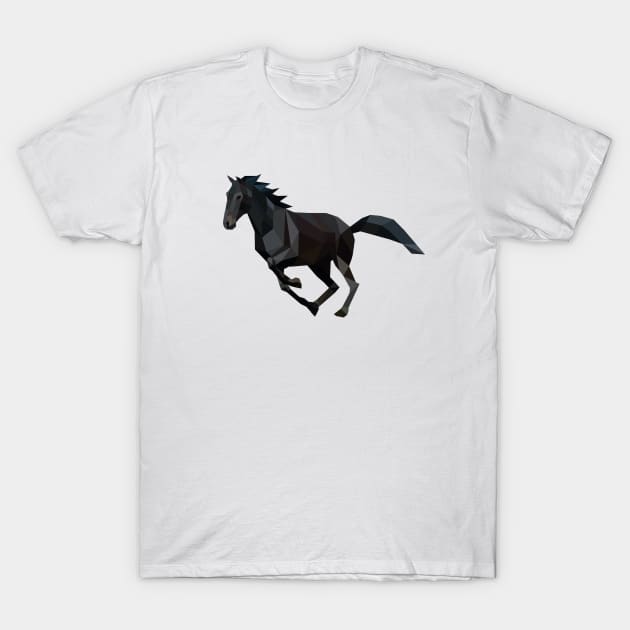 Black Low Poly Horse T-Shirt by shaldesign